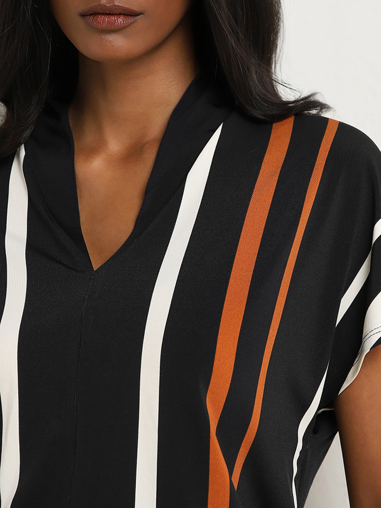 Wardrobe by Westside Black Stripe Printed Top