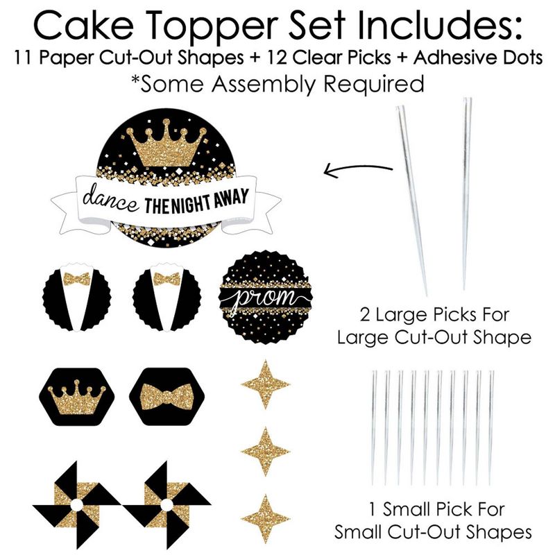 Big Dot of Happiness Prom - Prom Night Party Cake Decorating Kit - Dance The Night Away Cake Topper Set - 11 Pieces
