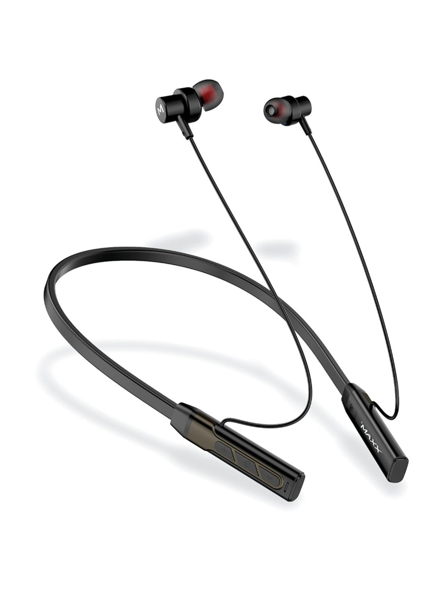 Maxx NX131 In Ear Bluetooth Neckband with Upto 25 Hours Playback & Fast Charging (Black)