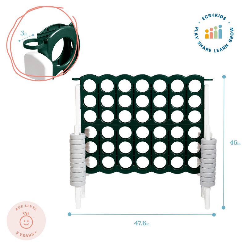 ECR4Kids Jumbo Four-To-Score Giant Game-Indoor/Outdoor 4-In-A-Row Connect - Green and White