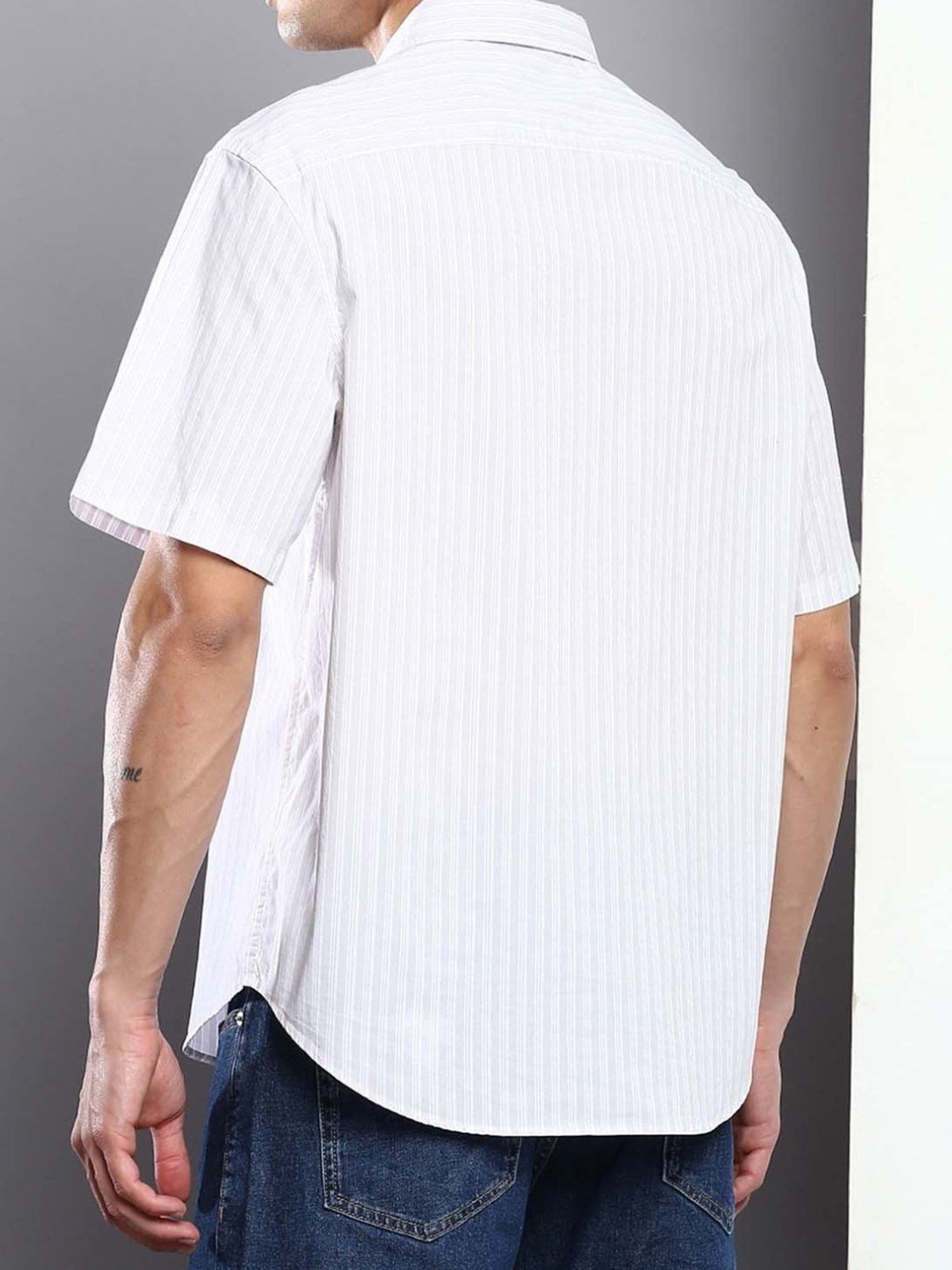 Kuons Avenue Cobalt Blue Slim Fit Denim Shirt