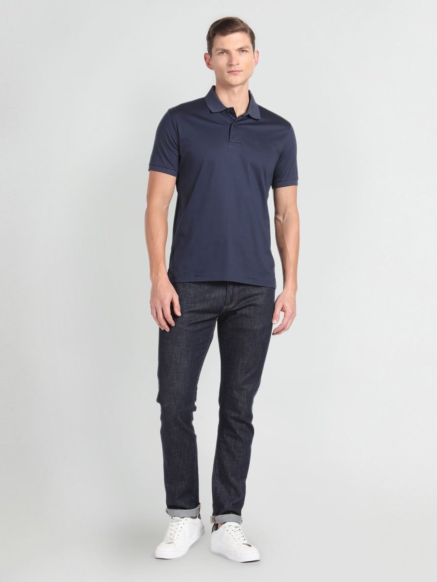 Arrow Blue Cotton Regular Fit Polo T-Shirt