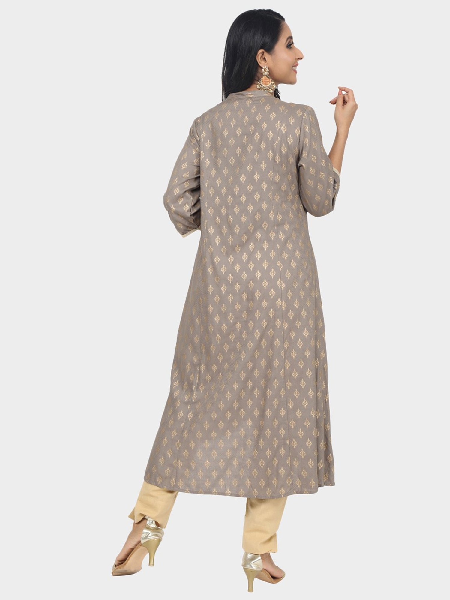 Paislei Grey Printed Kurta