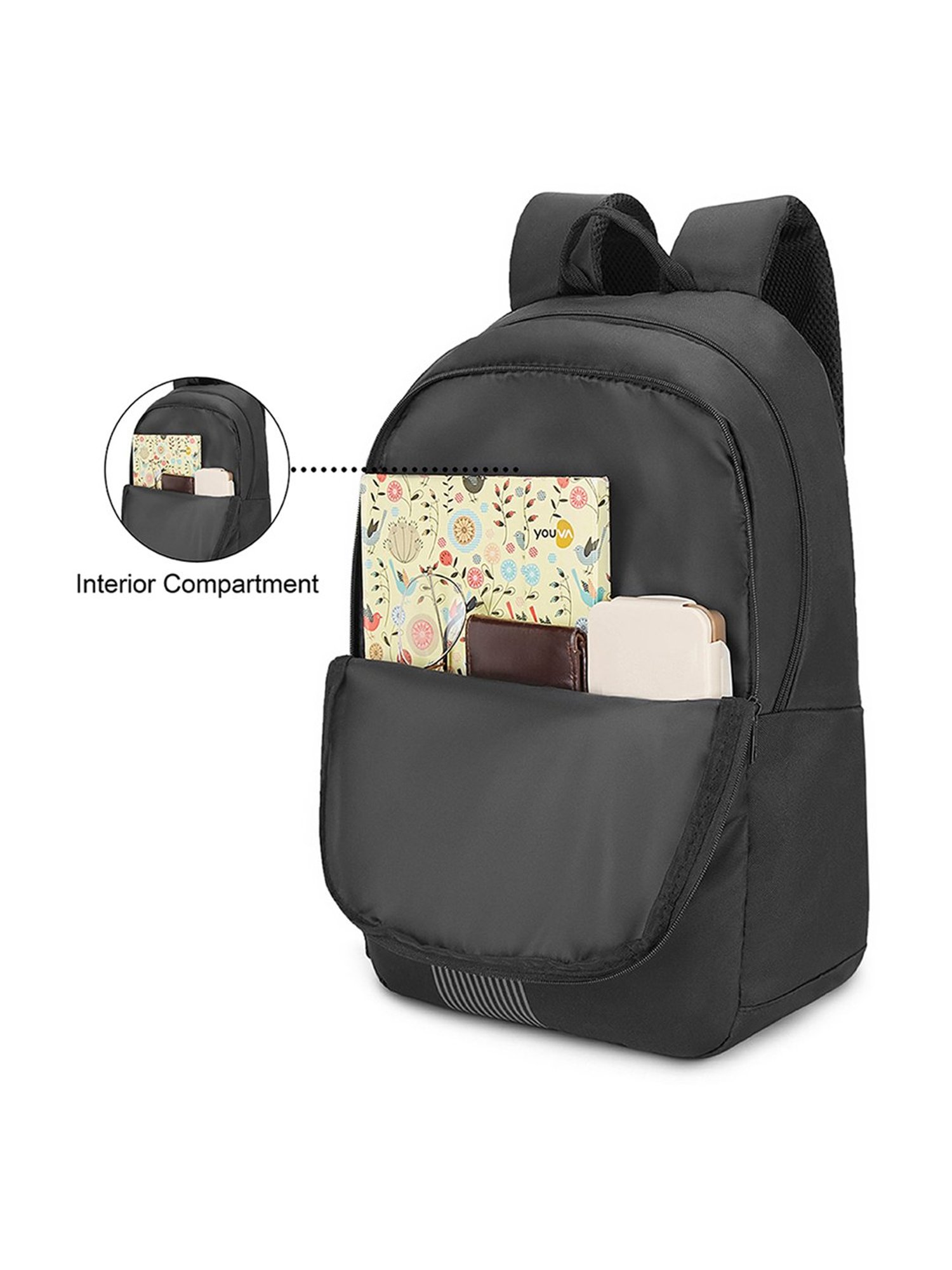 The Vertical Run Kenneth Black Textured Medium Backpack