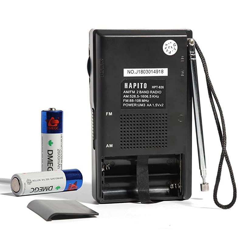AM/FM Radio Battery Operated Transistor Radio - Excellent Reception, Built-in Speaker and Headphone Jack for Walking Hiking Camping & Emergency Use