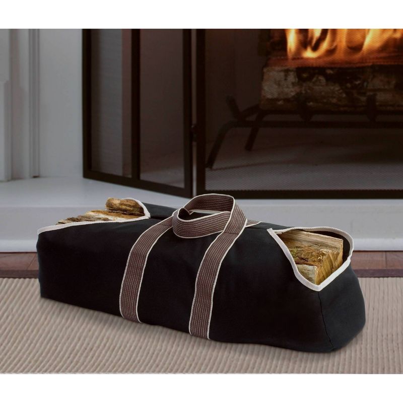 Pleasant Hearth Canvas Log Tote Brown