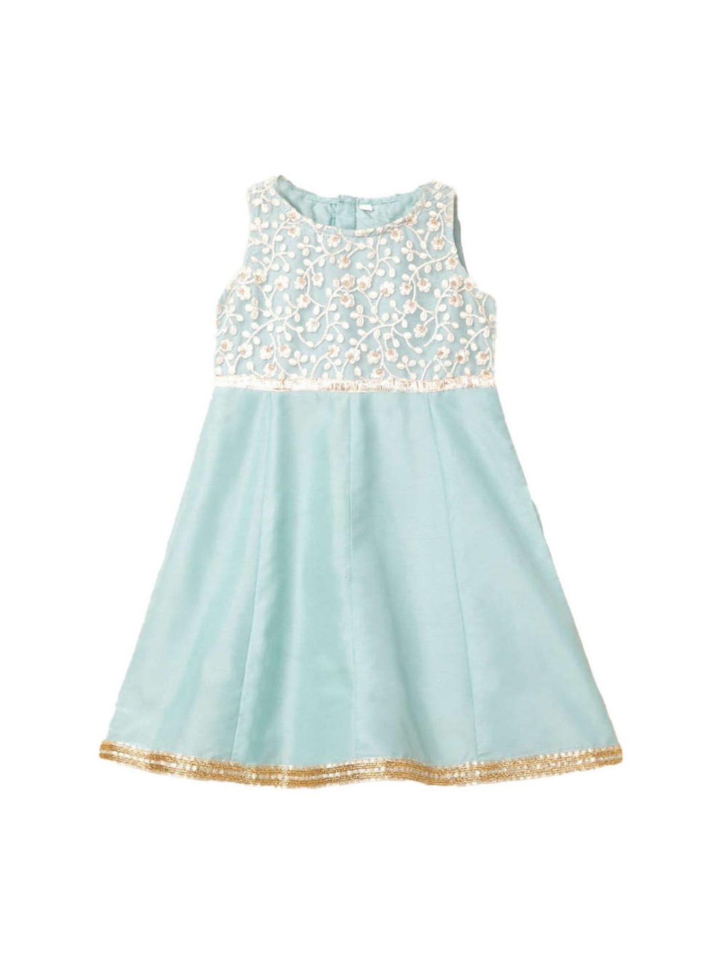 The Magic Wand Kids Blue Embroidered Dress