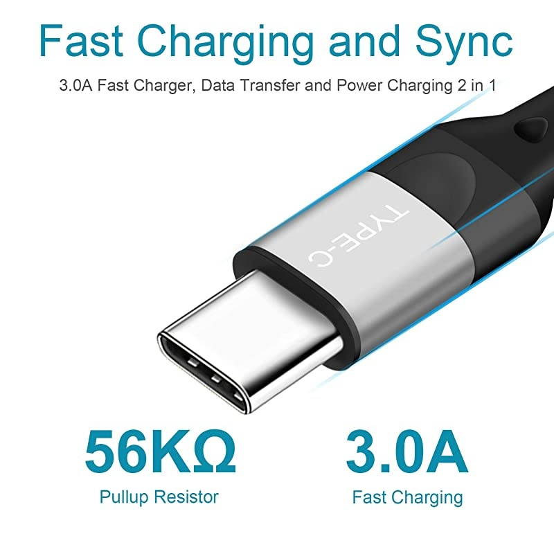 2Pack Charger Cord Charging Cable for Samsung Galaxy A51 A71 A52 A42 5G A21 S8plus Note9 Note8 S9plus Note 8 9 10 A50 A70 A10E A20 A41,Pixel3 XL,T-Mobile REVVLRY+,USB Type C Fast Charge Phone Wire