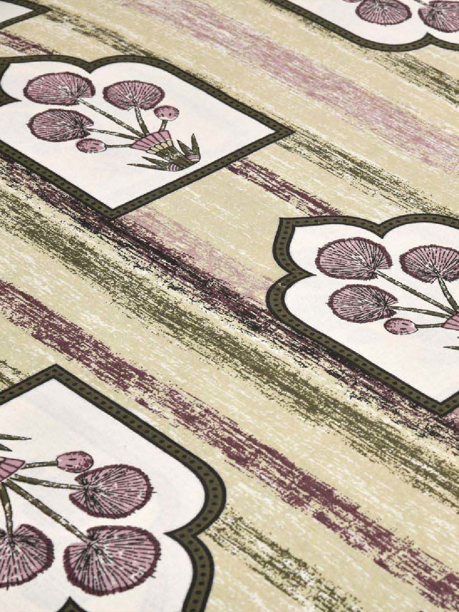 JaipurFabric Green & Purple 180 TC 100% Cotton Jharokha Double Bedsheet with 2 Pillow Covers