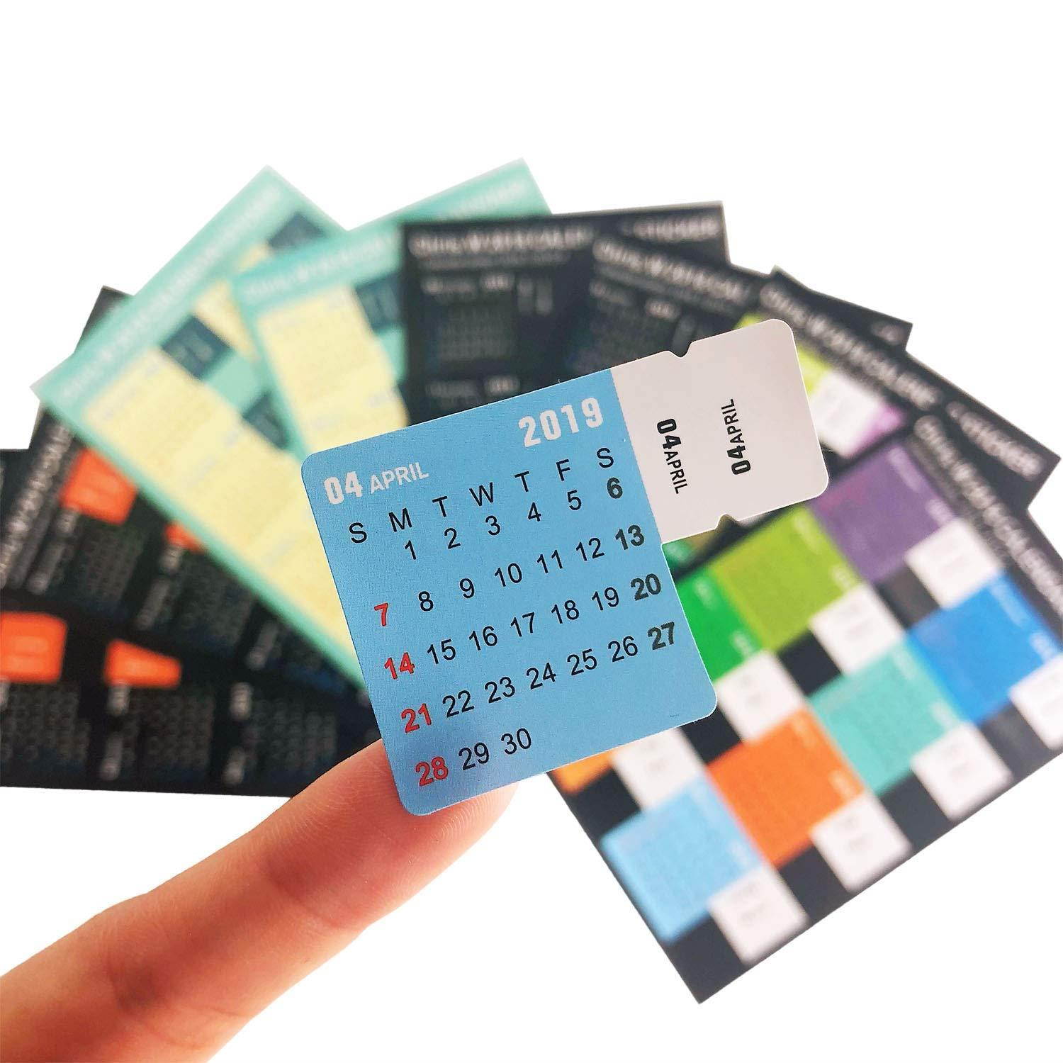 Chris.W 2018-2019 Calendars Stickers for Bullet Journal, Agendas and Organizers - Planners Monthly Adhesive Index Tabs, 16-Month from September 2018 to December 2019, 4 Sets in Multi Color(64 Tabs)