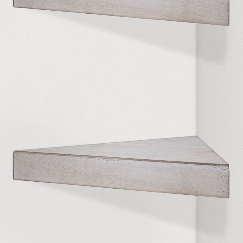 8" x 16" Set of 2 Whitewash Wood Floating Corner Shelves Off White - Crystal Art Gallery