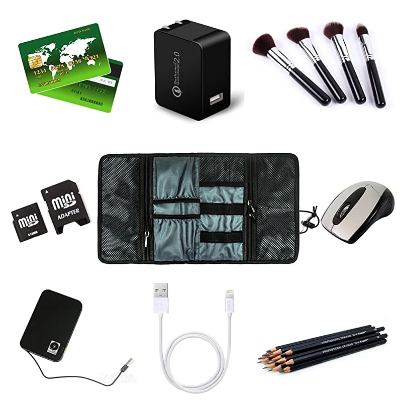 Accessories Bag Organizer, Universal Electronics Travel Gadgets Carrying Case Pouch for Charger USB Cables SD Memory Cards Earphone Flash Hard Drive &ndash;Black Plaid