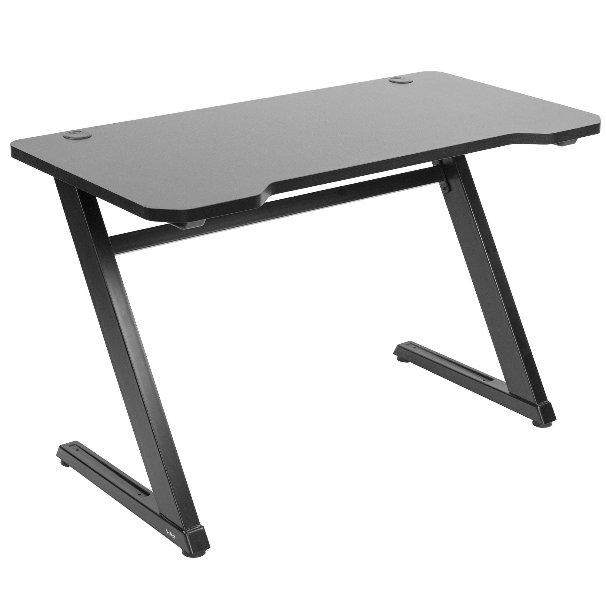 VIVO Black 47&rdquo; Gaming Desk Table with Z-Shaped Frame | Home Office Computer Workstation (DESK-GM1ZB)