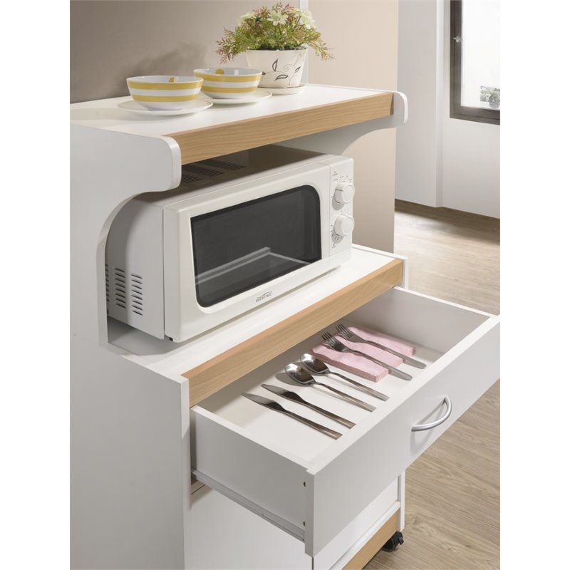 Microwave Kitchen Cart in White - Hodedah