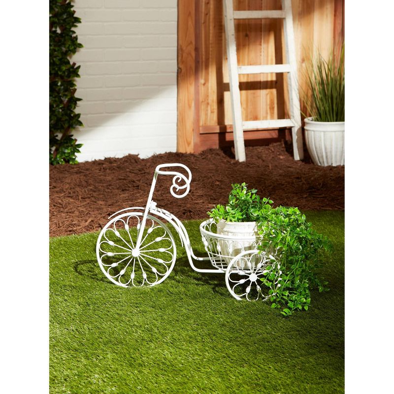 11.2" Indoor/Outdoor Iron Bicycle Planter White - Zings & Thingz