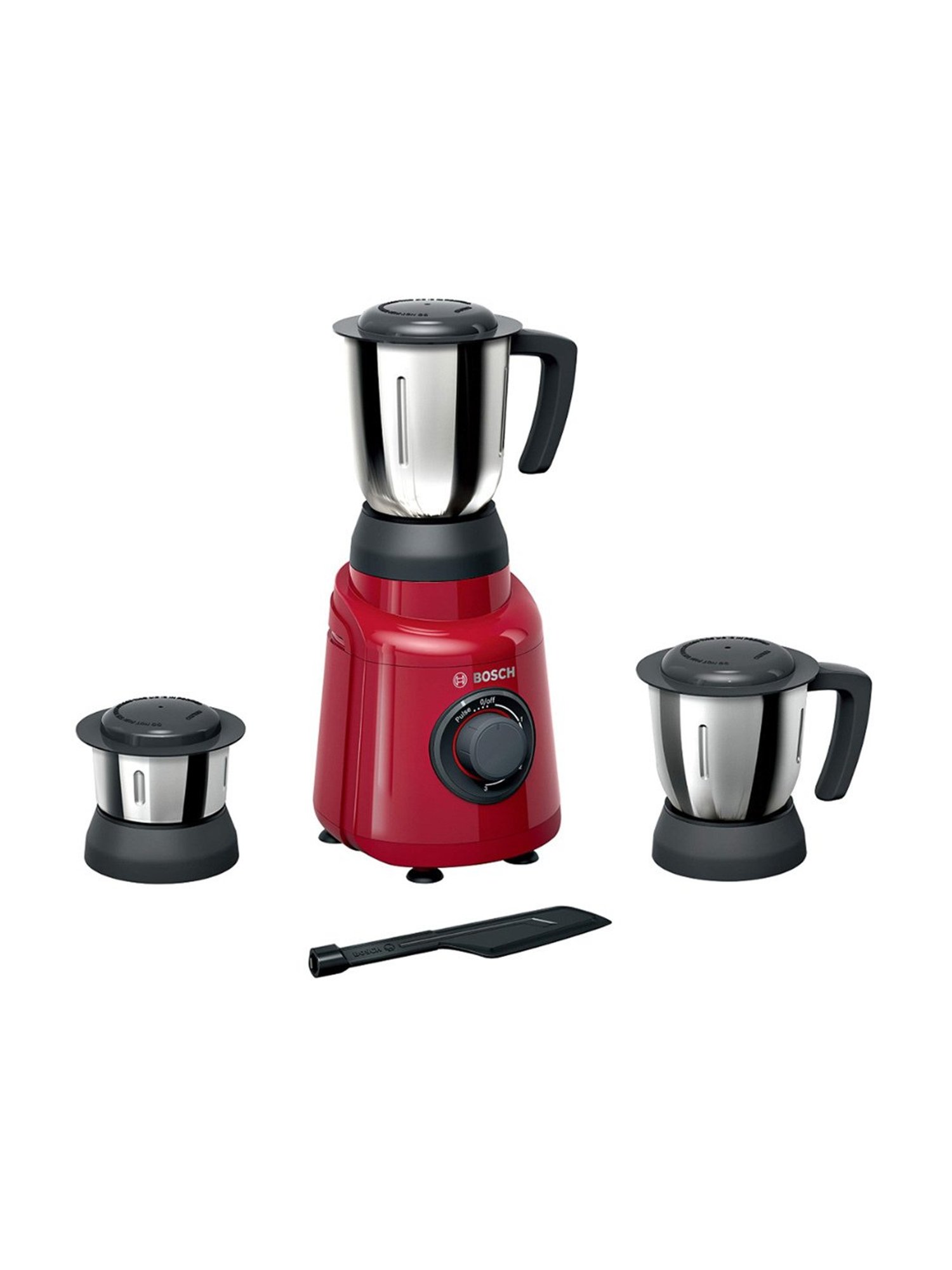 Bosch TrueMixx Joy Mixer Grinder 500 Watt with overload protector for better safety & 3 Jars (Red)
