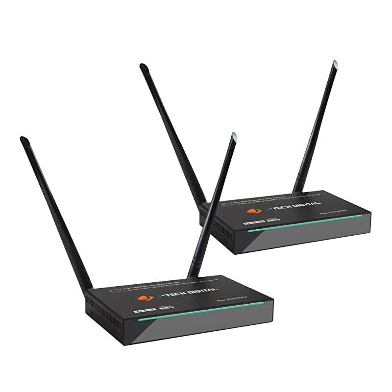 Wireless HDMI Extender 1080p Transmitter & Receiver Kit Auto-Select Frequencies with no Interference, up to 660 ft and IR Remote Extension (up to 5 Pairs in 1 Area) [JTECH-WEX310]