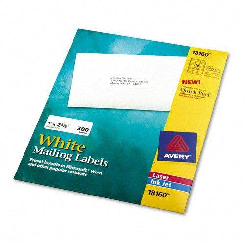 Inkjet Address Labels, 1 x 2-5/8, White, 300/Pack, Sold as 1 Package, 300 Each per Package