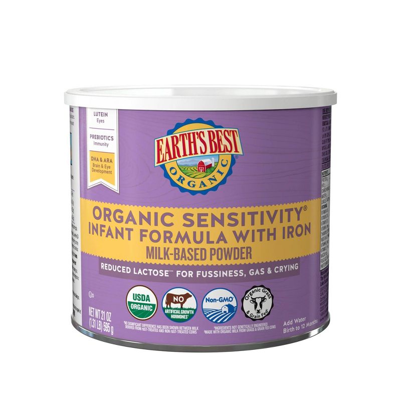 Earth's Best Organic Sensitivity Infant Formula with Iron Powder - 21oz