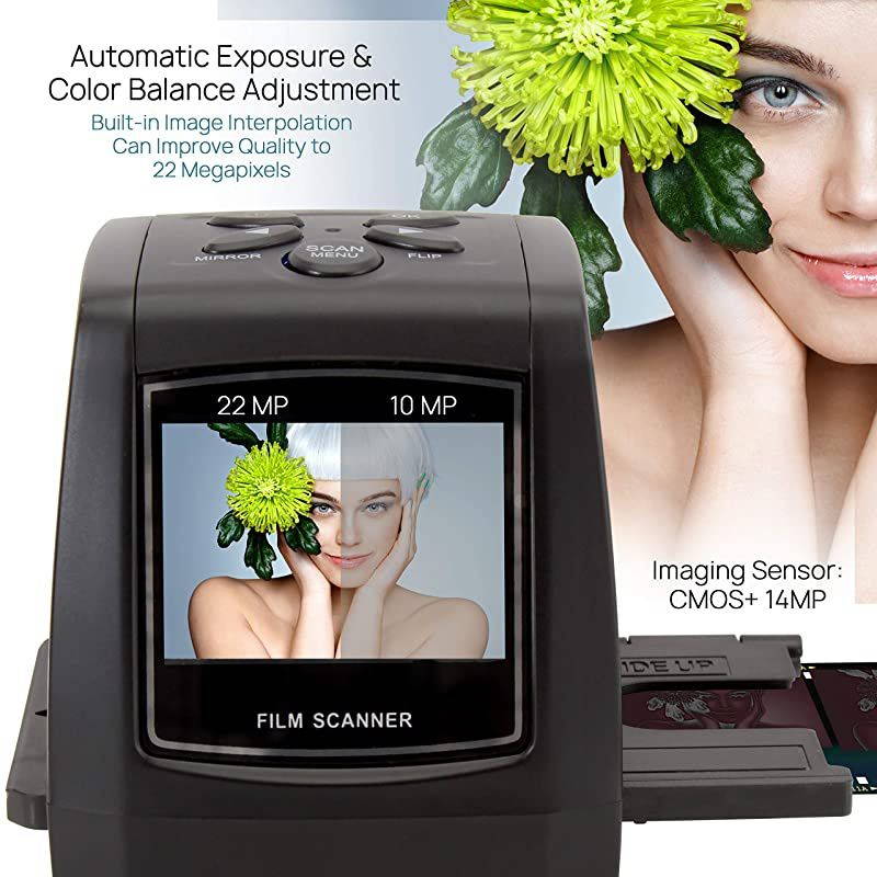 Film Scanner and Slide Digitizer All in 1 22MP Slide Digital Film Slide Scanner Image Converter Compatible w Super8 Film 126 KPK Film Converts 35mm Slides and Negatives  PSCNPHO32