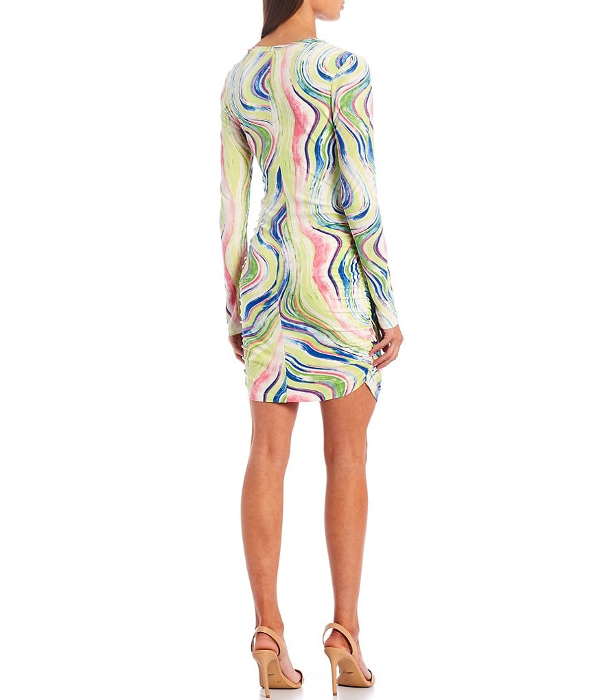 Blondie Nites High-Neck Shimmering Metallic Sheath Dress