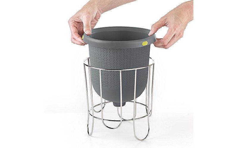Polder Kitchen Composter-Flexible silicone bucket inverts for emptying and cleaning - no need to touch contents- adjustable lid for ventilation & airflow control, Gray / Green