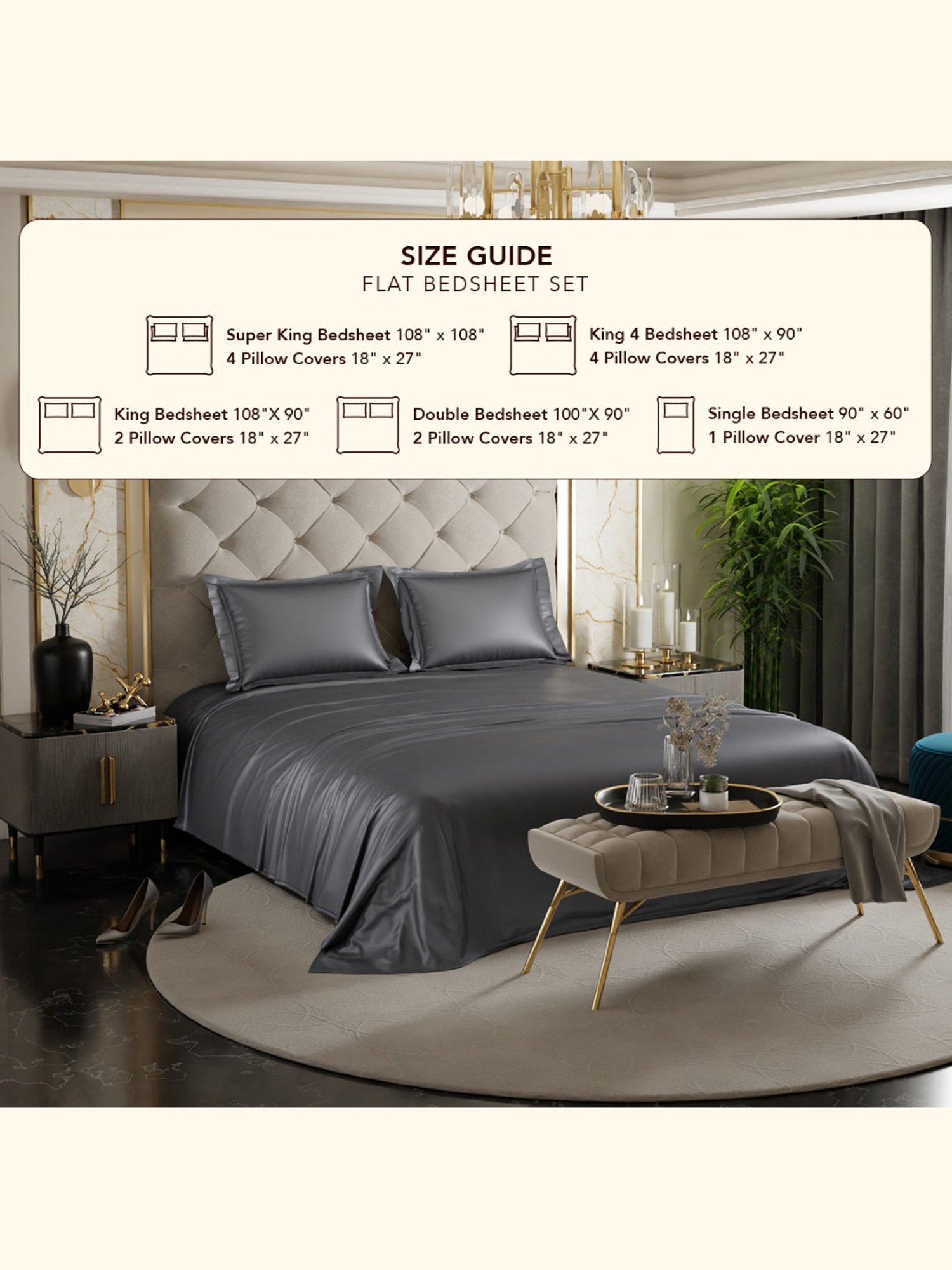 Stoa Paris Date Night Twilight Embrace Polyester 300 TC Double Bed Sheet With 2 Pillow Covers