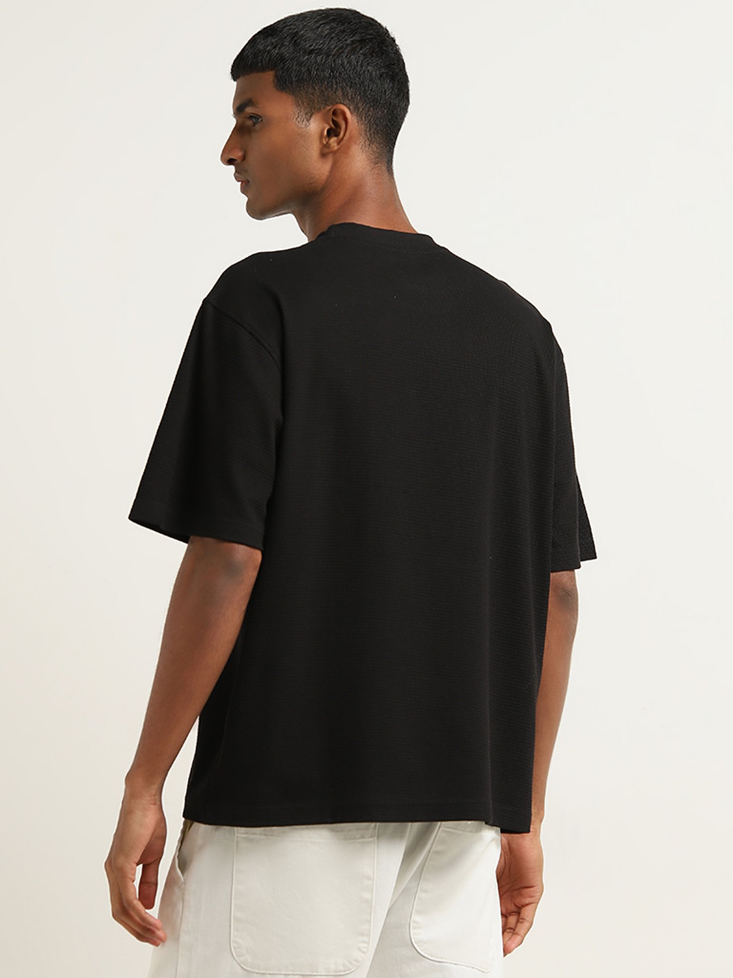 Nuon by Westside Black Typographic Design Relaxed-Fit T-Shirt