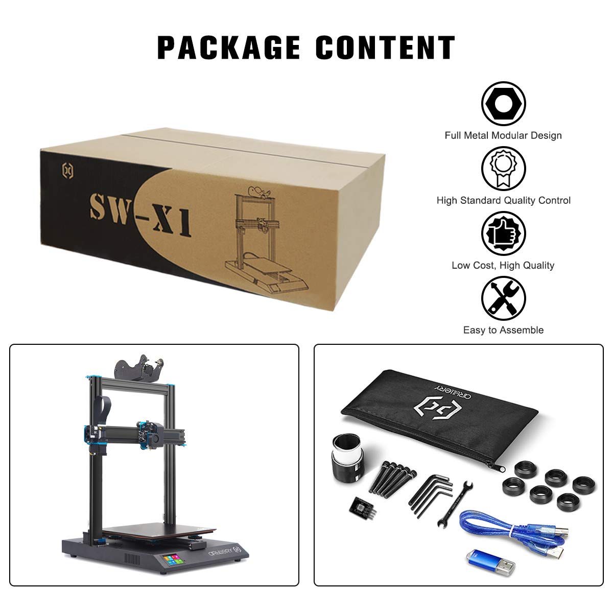 Artillery Genius 3D Printer High-Precision Dual Z-Axis TFT Screen Filament Runout Sensor & Power Failure Recovery