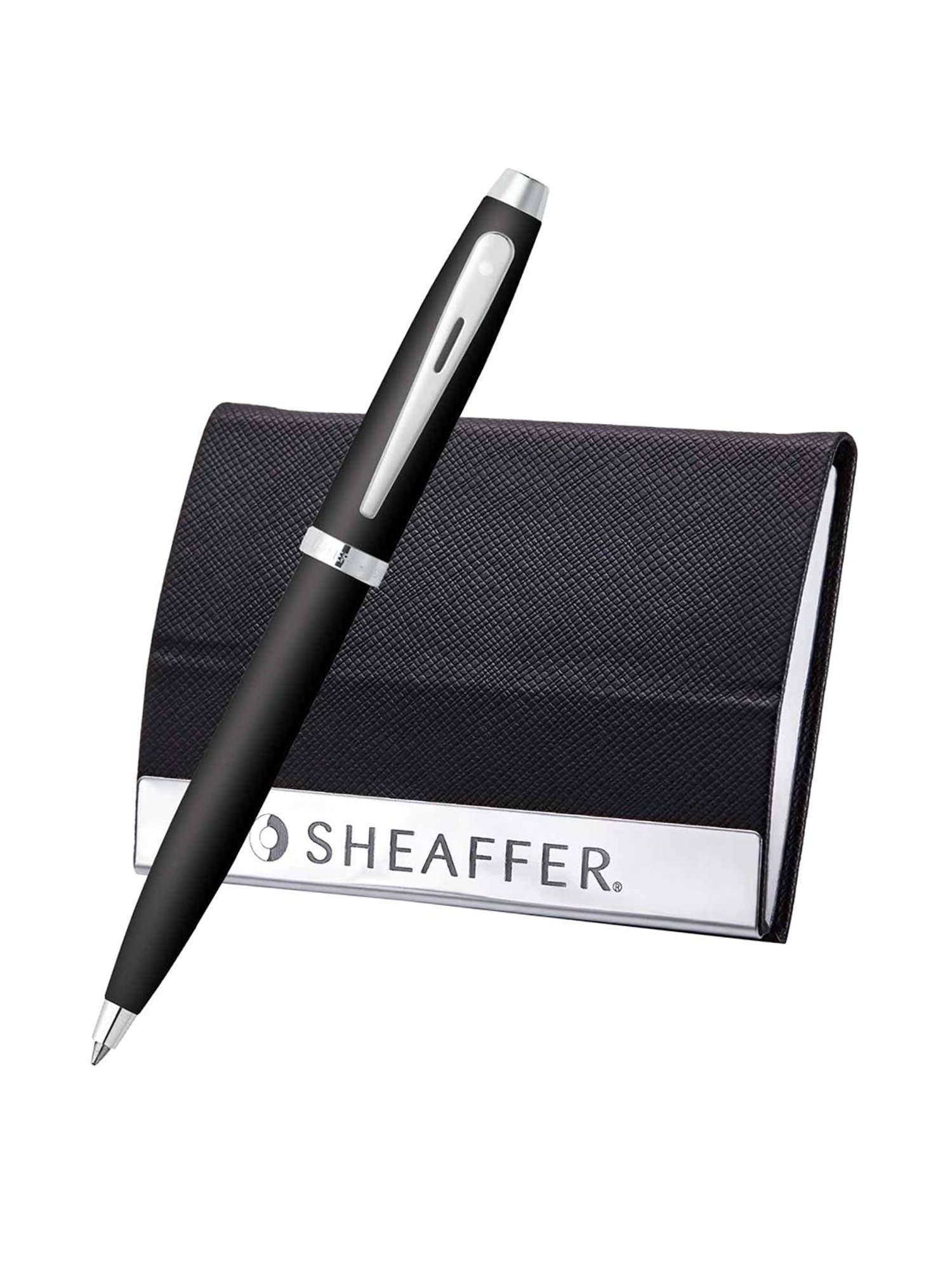 Sheaffer Black Metal Ballpoint Pen with Card Holder