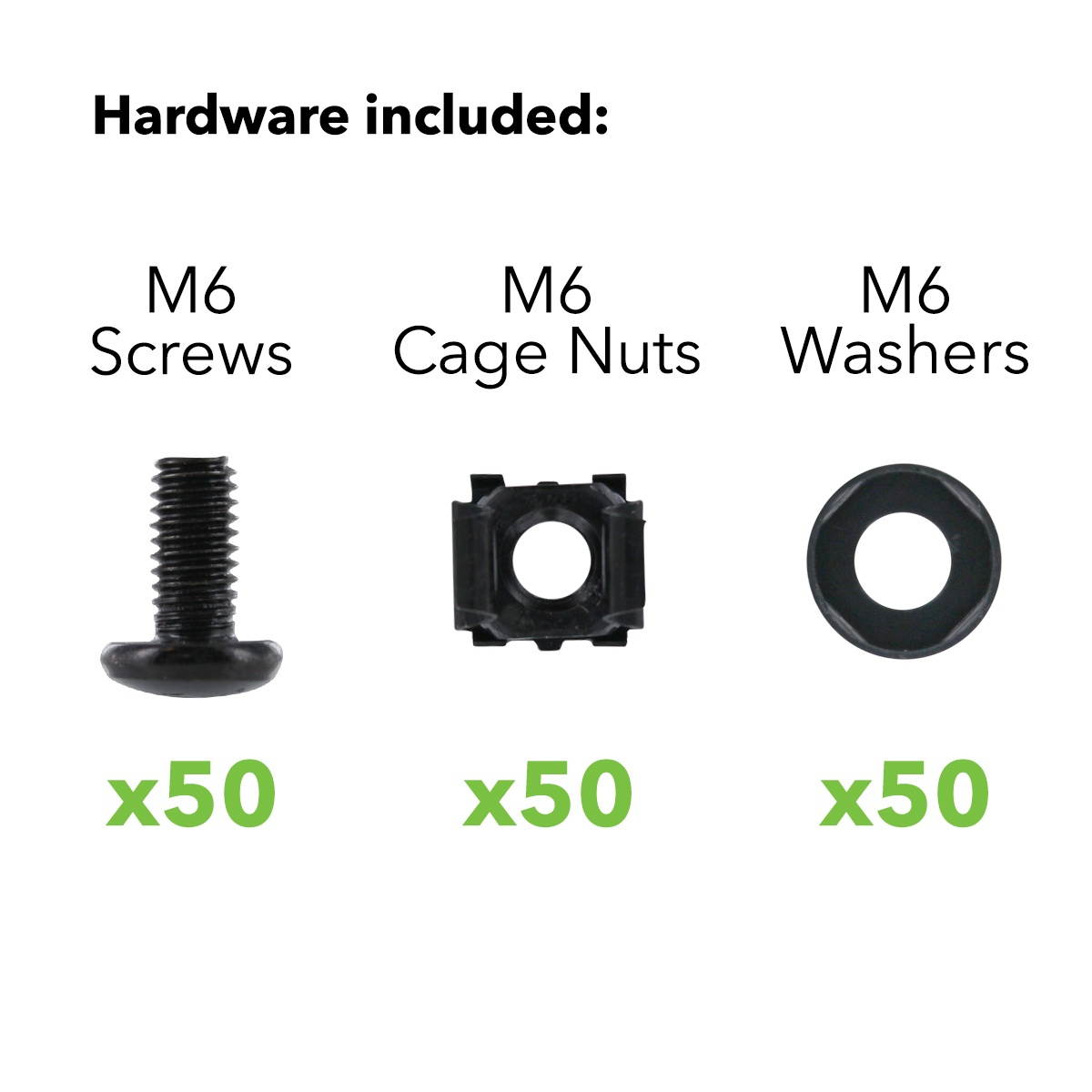 Navepoint M6 Cage Nuts And Screws For Rack Mount Server Shelves Cabinets Set Of 50