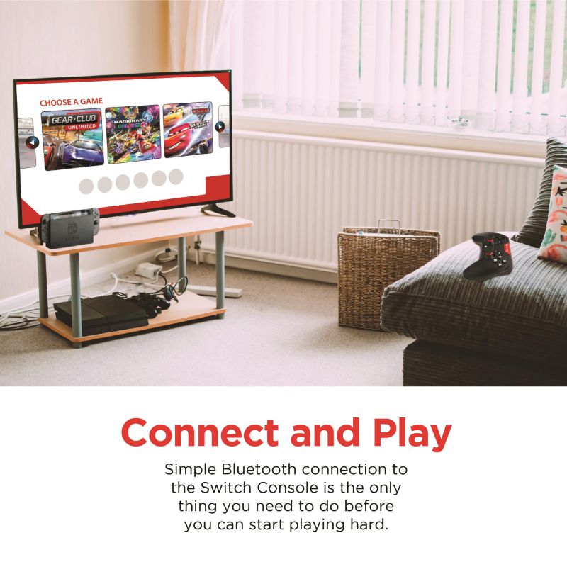 Ematic Nintendo Switch Wireless Controller - RED/BLACK NSWC145WR