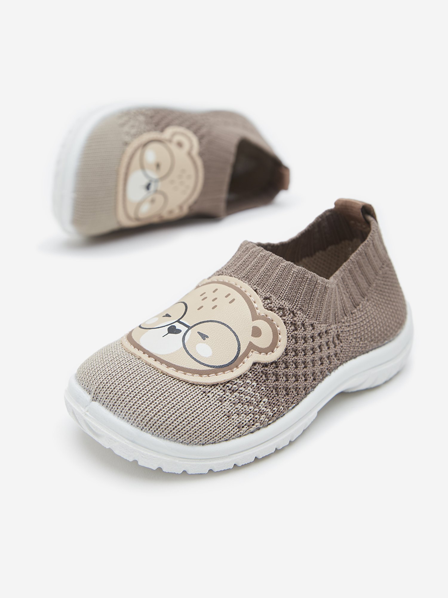 Yellow by Westside Brown Bear Applique Slip-On Shoes