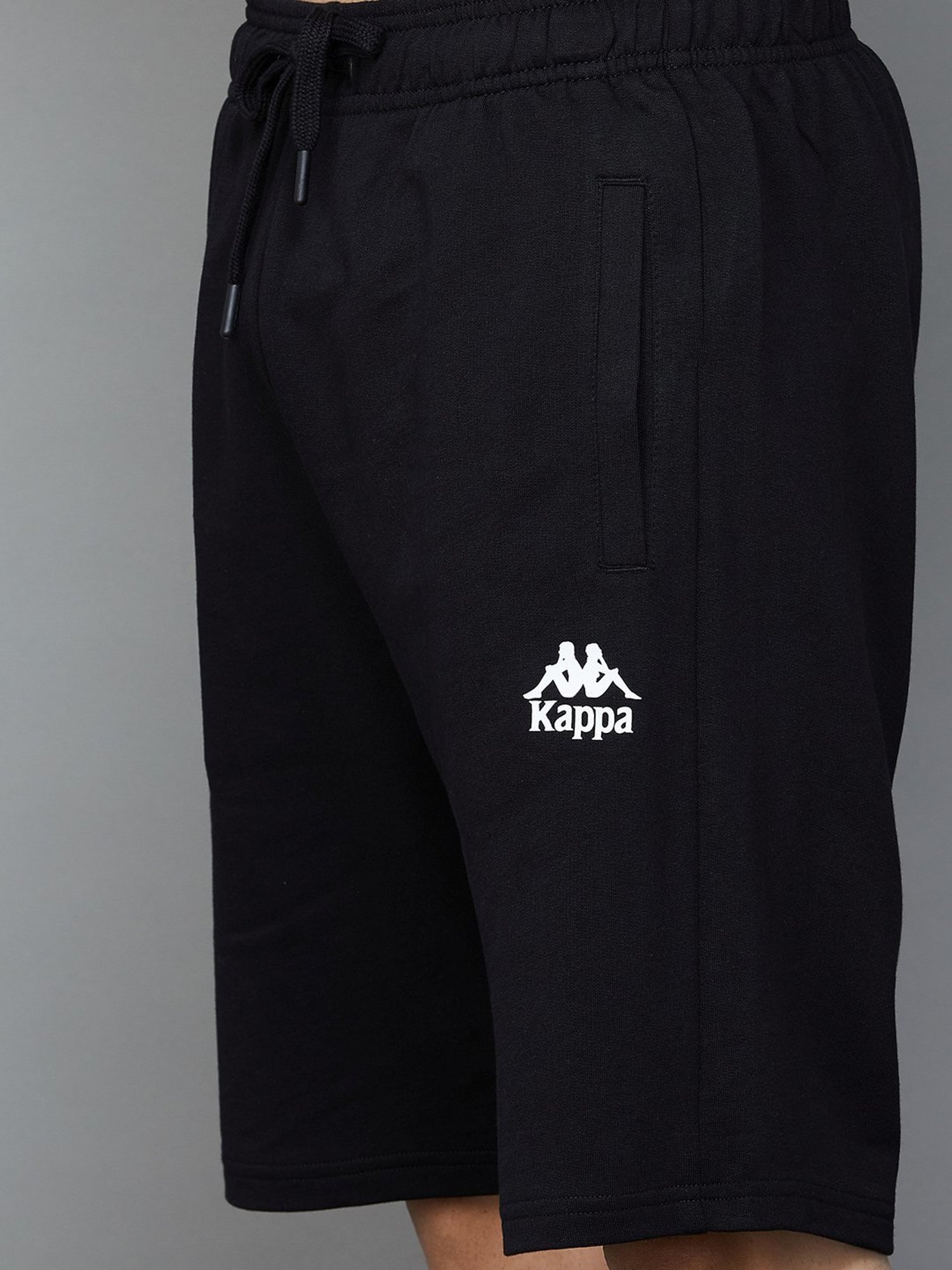 KAPPA Black Cotton Regular Fit Sports Shorts
