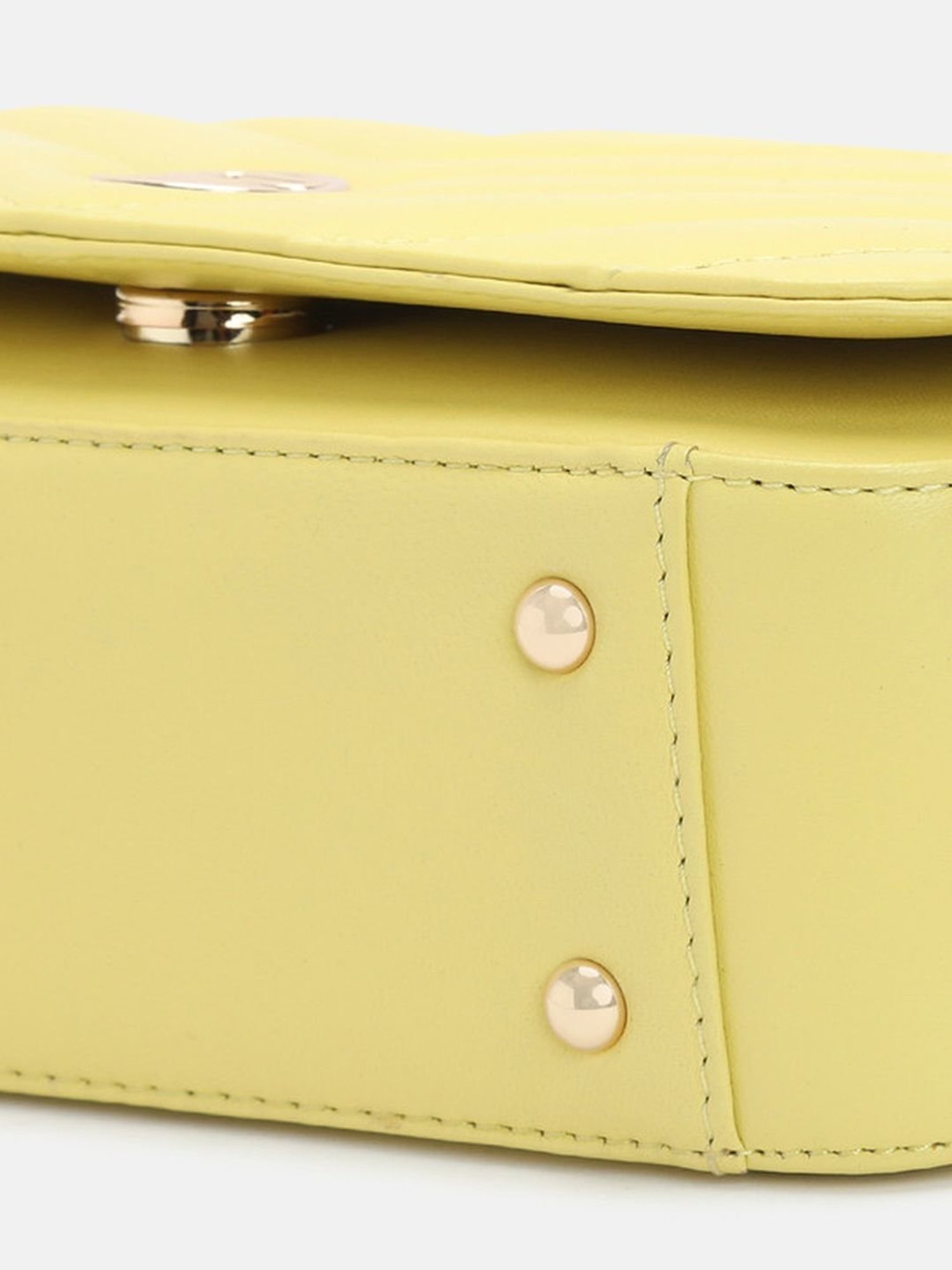 BAGATT Yellow Leather Quilted Sling Handbag