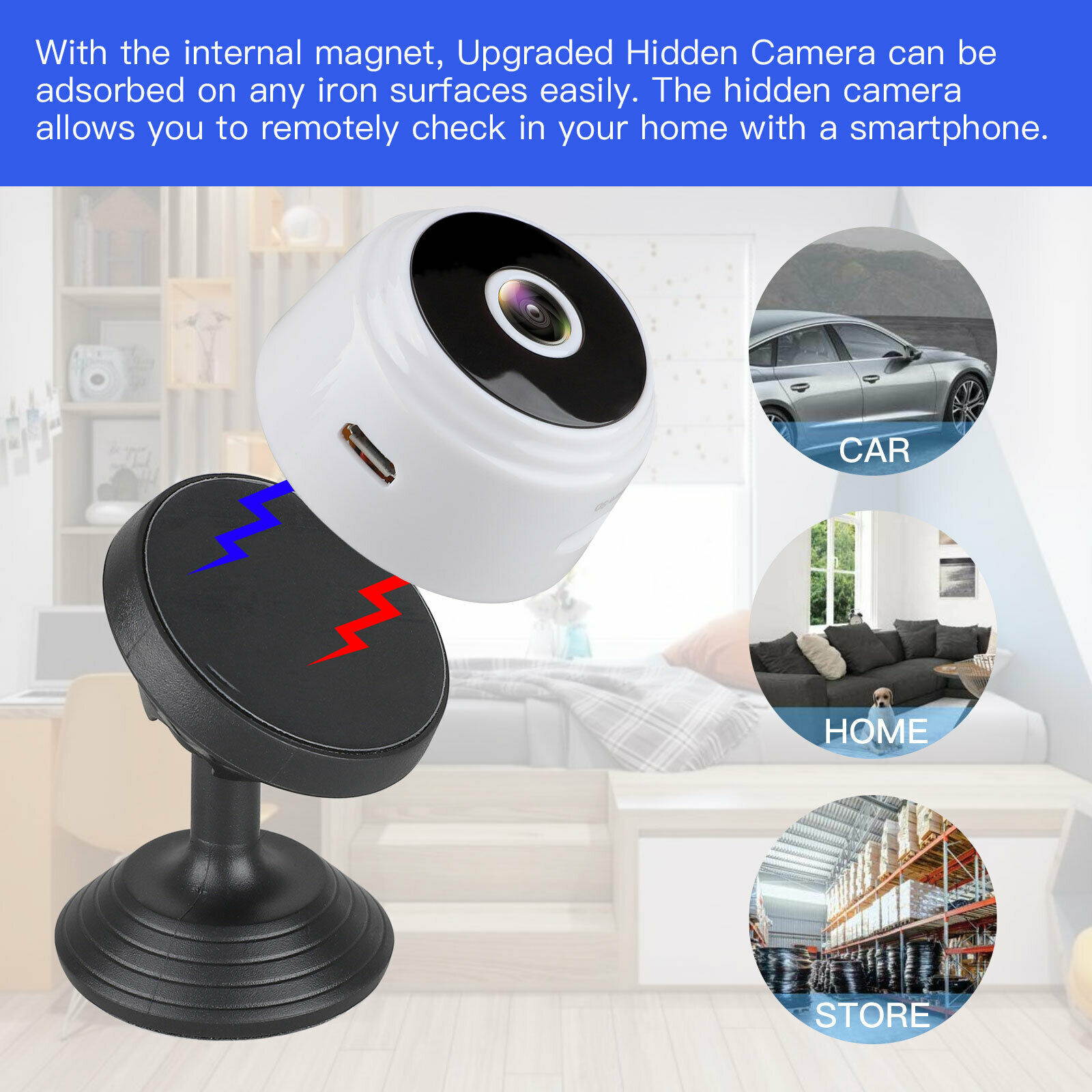 Mini Spy Hidden Camera, TOLEAP 1080P Full HD Wireless WiFi Security Video Camera with Night Vision and Motion Detection, Portable Tiny Nanny Cam with Monitor Phone App for Car Indoor Outdoor Home