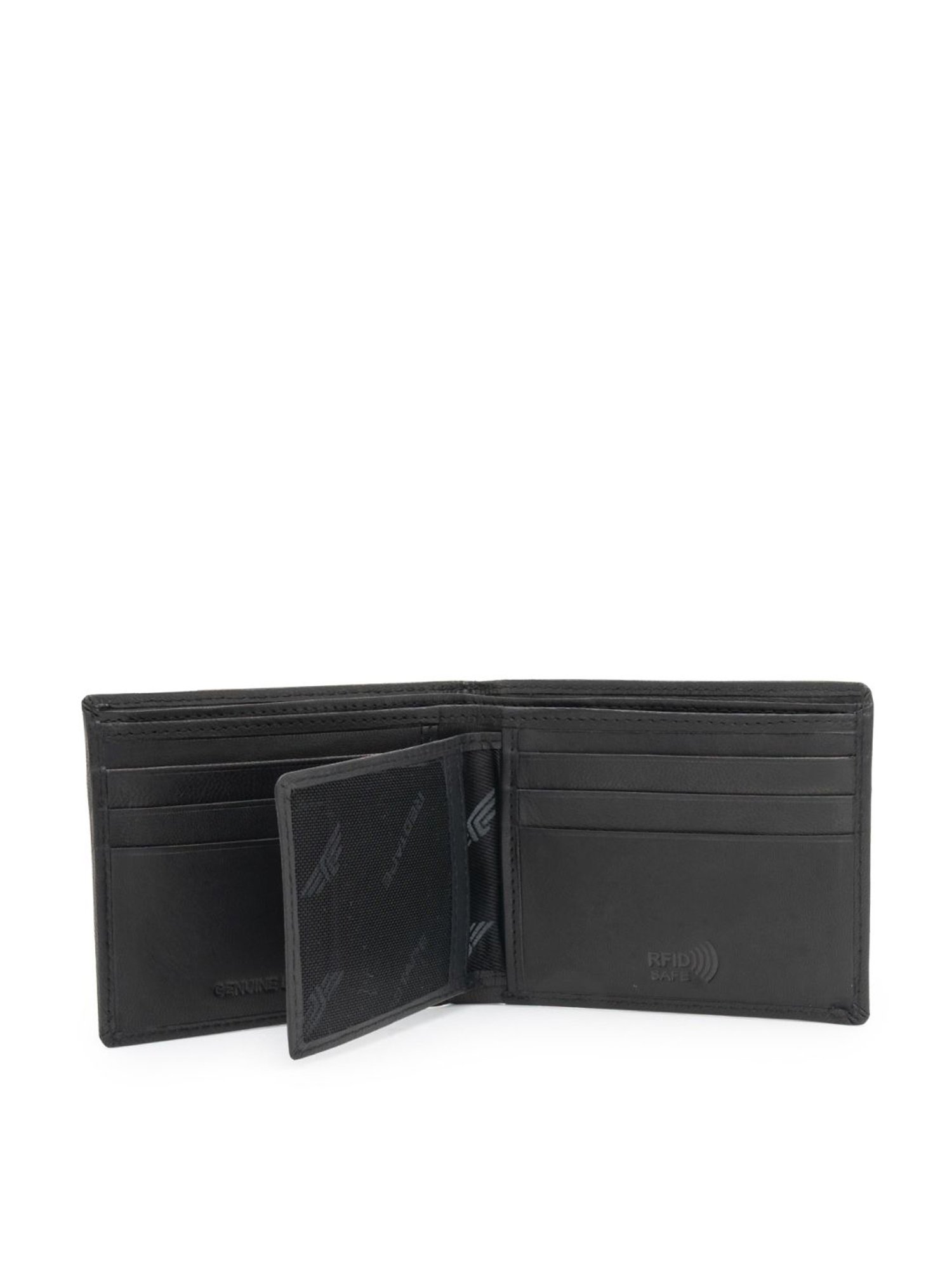 Red Tape Black Leather Solid Bi-Fold Wallet