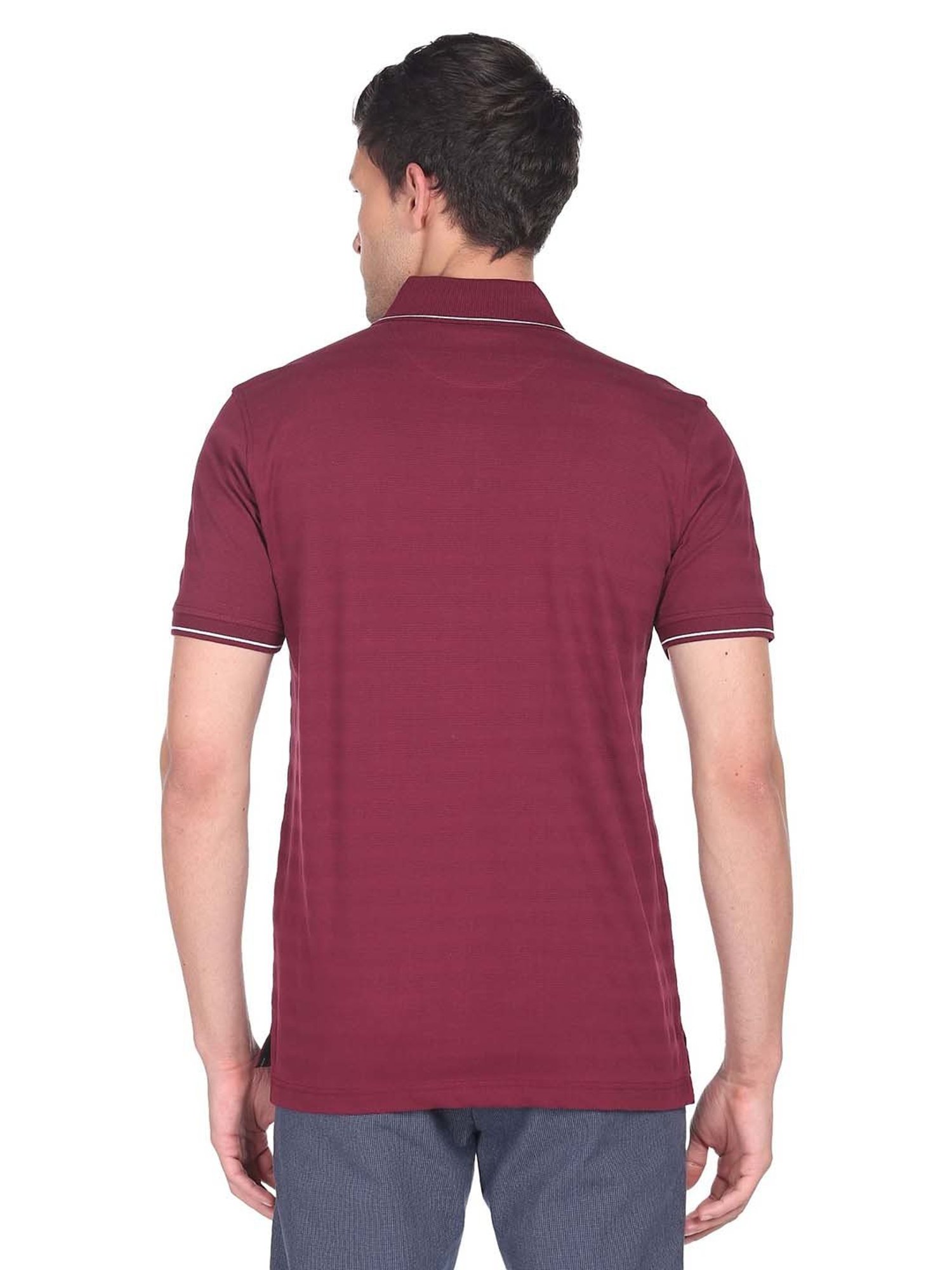 Arrow Burgundy Regular Fit Cotton Polo T-Shirt