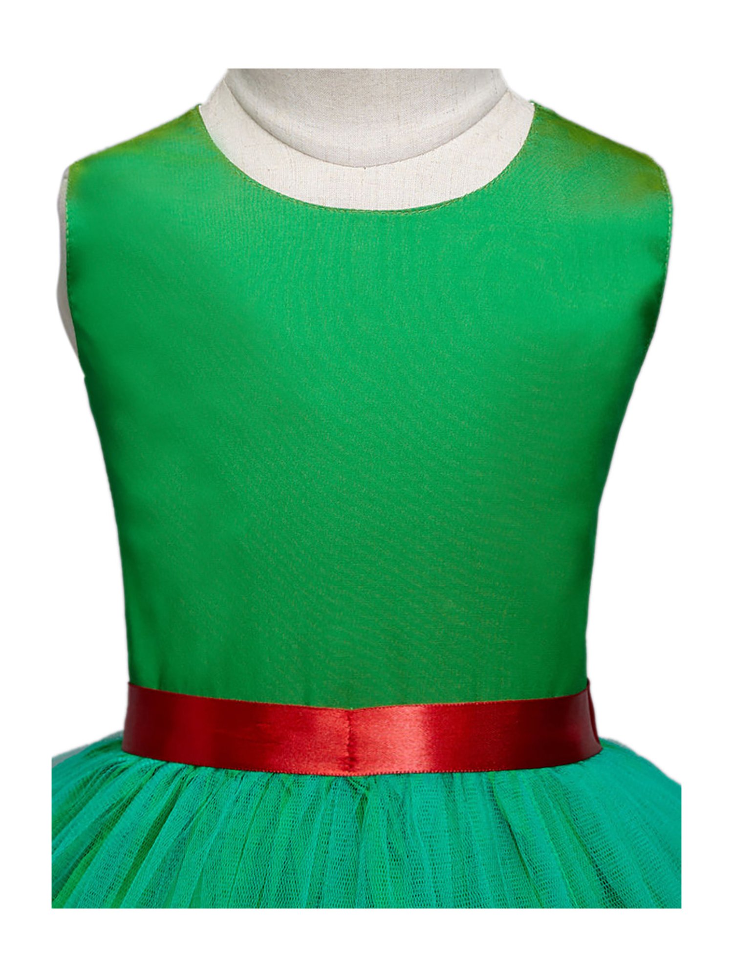 The Magic Wand Kids Green Solid Dress with Belt