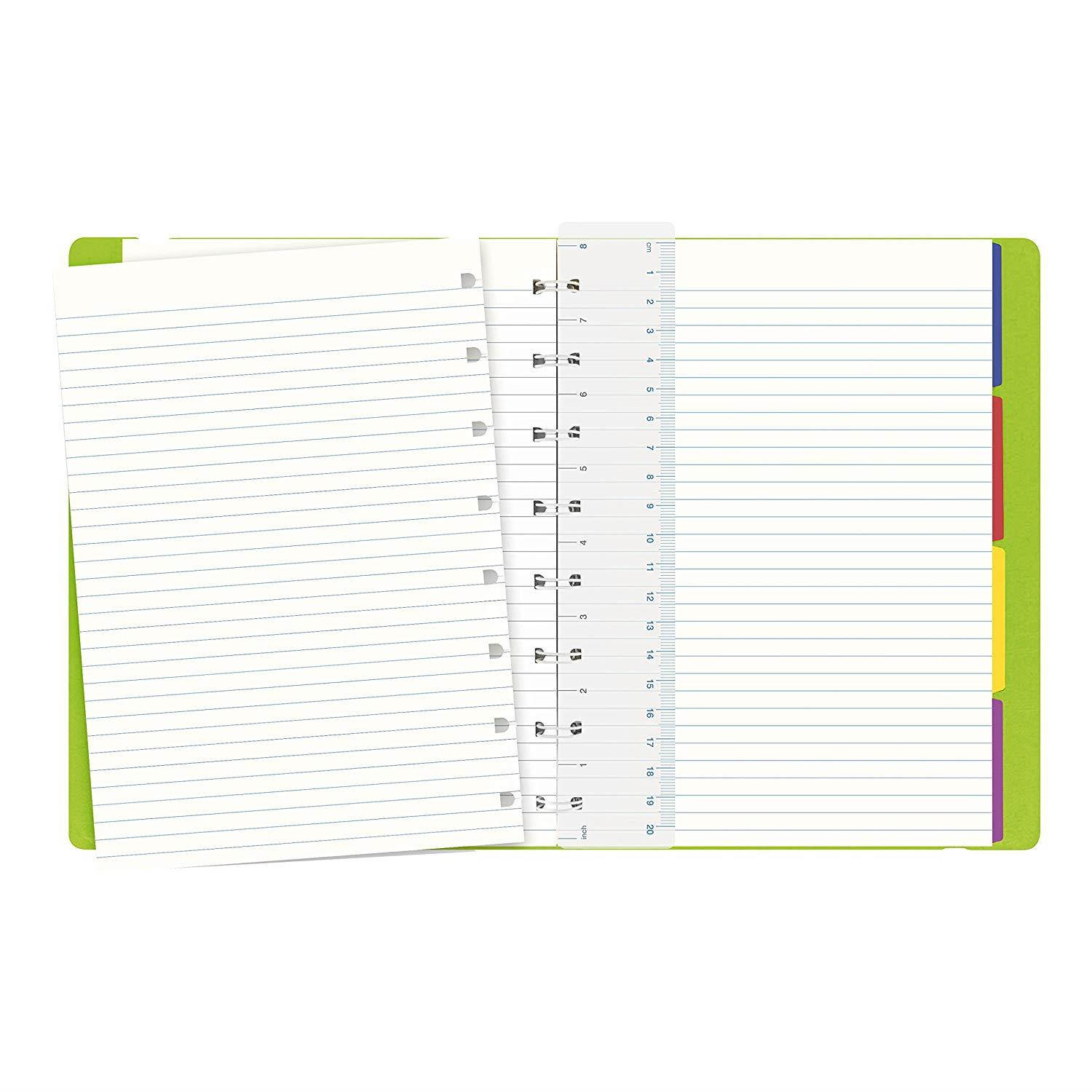 FILOFAX REFILLABLE NOTEBOOK CLASSIC, A5 (8.25" x 5") Pear - Elegant leather-look cover with moveable pages - Elastic closure, index, pocket and page marker (B115013U)