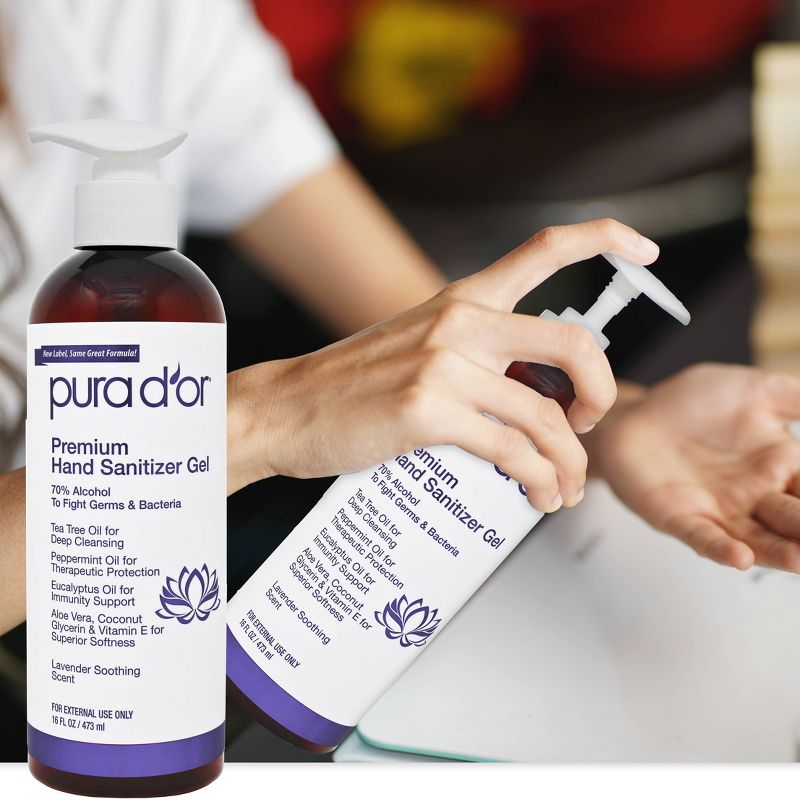 Pura d'or Premium Hand Sanitizer Gel - Lavender - 16 fl oz