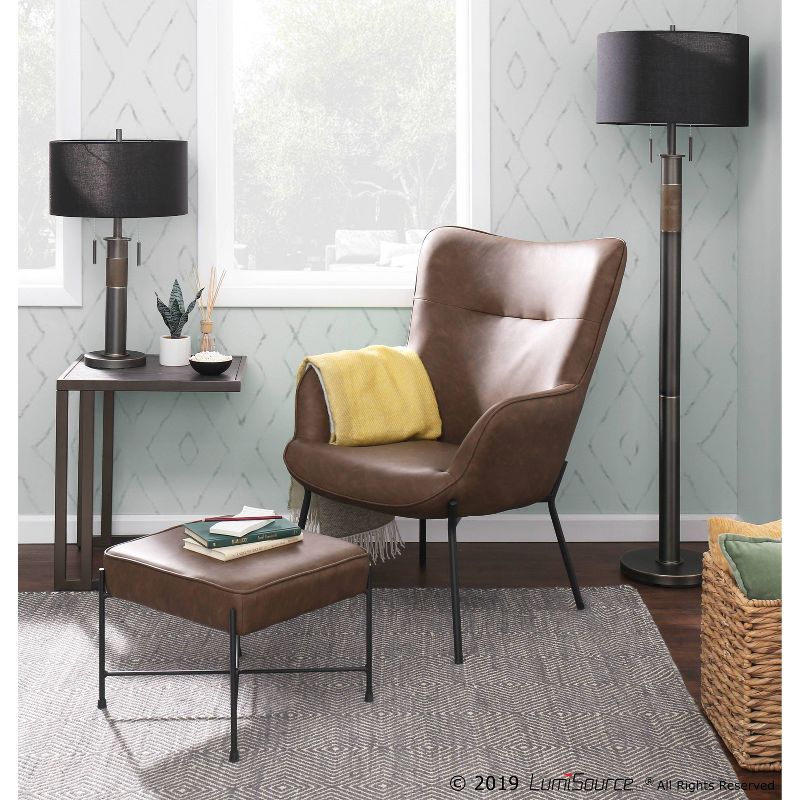 Trophy Industrial Table Lamp - Gun Metal with Black Linen Shade (Includes LED Light Bulb) - LumiSource