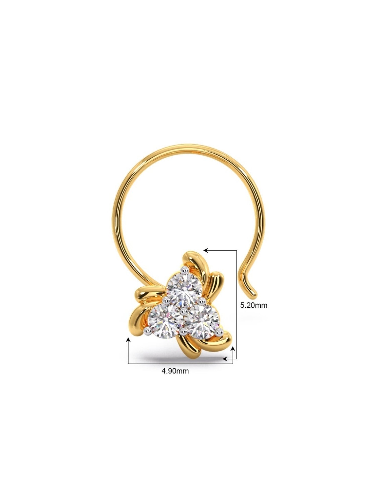 Candere by Kalyan Jewellers 18k Yellow Gold and Diamond Nosepin for Women