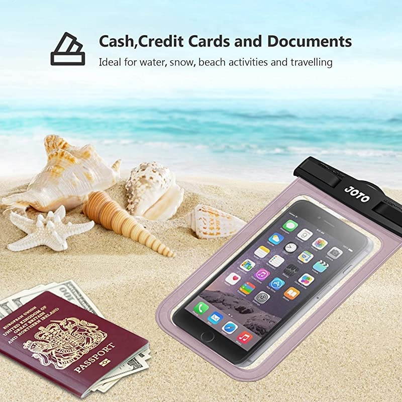 Universal Waterproof Pouch Cellphone Dry Bag Case for iPhone 12 Pro Max 11 Pro Max Xs Max XR X 8 7 6S Plus SE, Galaxy S20 Ultra S20+ S10 Plus S10e /Note 10+ 9, Pixel 4 XL up to 7" -Clearpurple