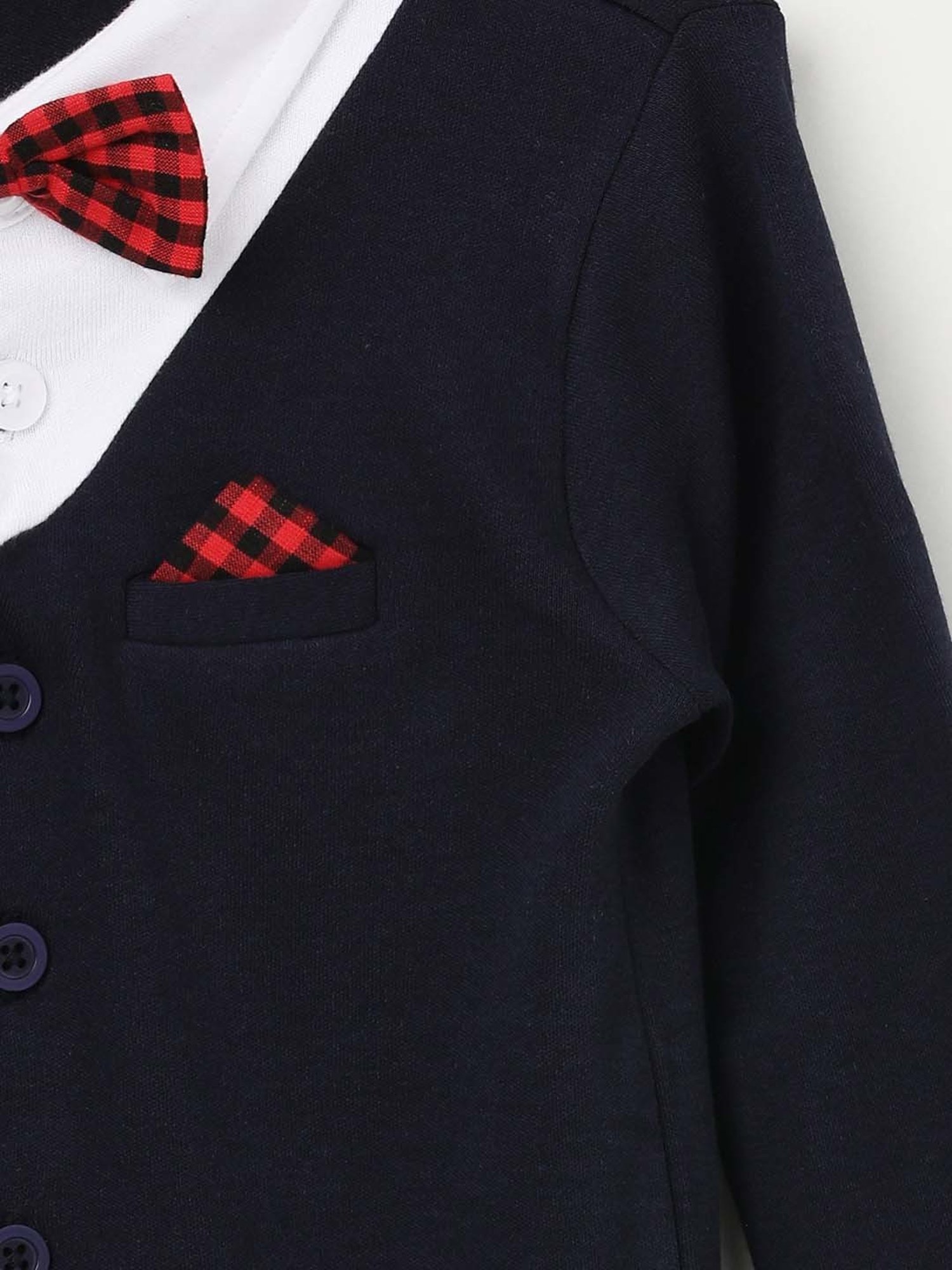 Juniors by Lifestyle Boys Navy & Grey Cotton Color Block Full Sleeves Sleepsuit