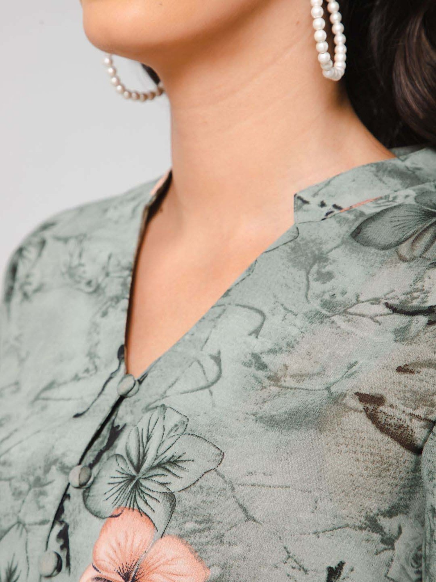 PURYS Green Printed Top