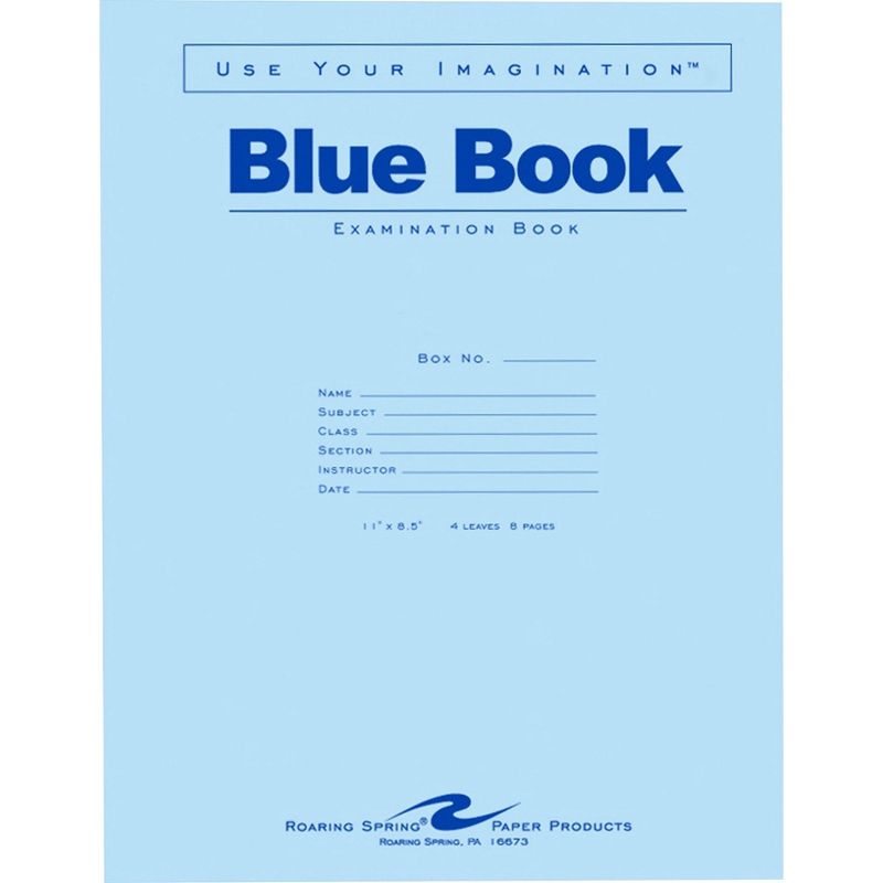 Roaring Spring Exam Book Wide Ruled 4 Shts 11"x8-1/2" 100/PK Blue 77515
