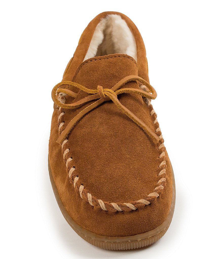 Minnetonka Men's Suede Pile Lined Hardsole Slipper