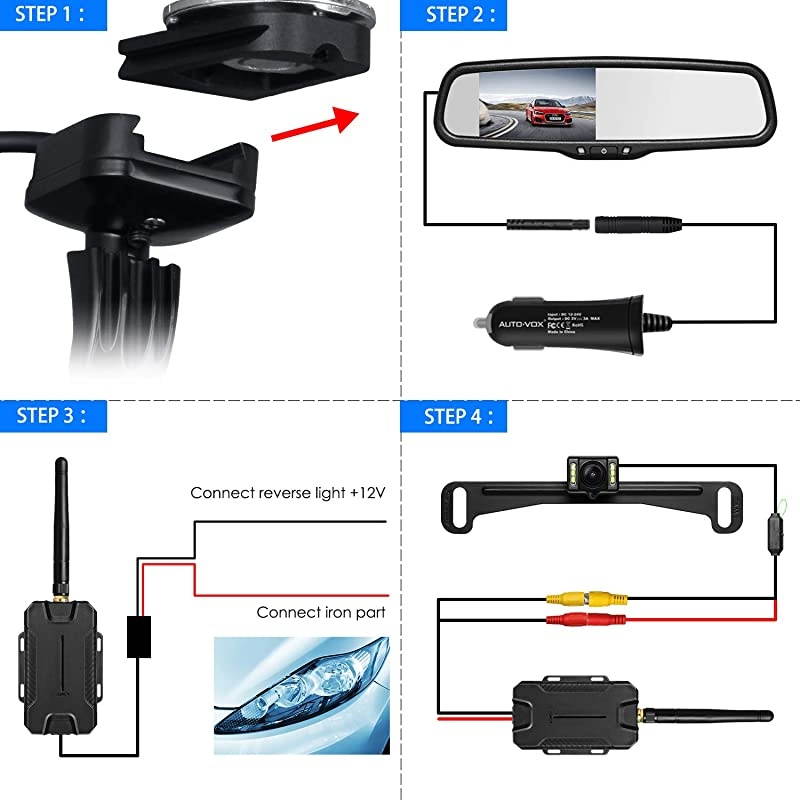 T1400 Upgrade Wireless Backup Camera Kit Easy Installation with No Wiring No Interference OEM Look with IP 68 Waterproof Super Night Vision Rear View Camera