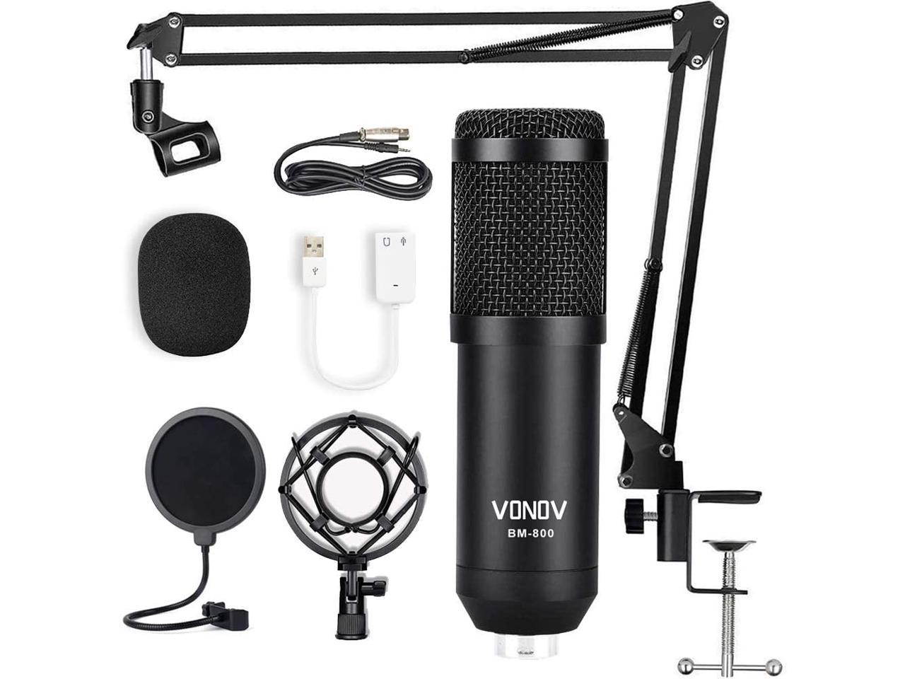 USB Streaming Podcast PC Microphone professional 192KHZ24Bit Studio Cardioid Condenser Mic Kit with sound card Boom Arm Shock Mount Pop Filter for Skype You Tuber Karaoke Gaming Recording